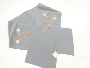 リサイクル　花に松葉模様刺繍半衿